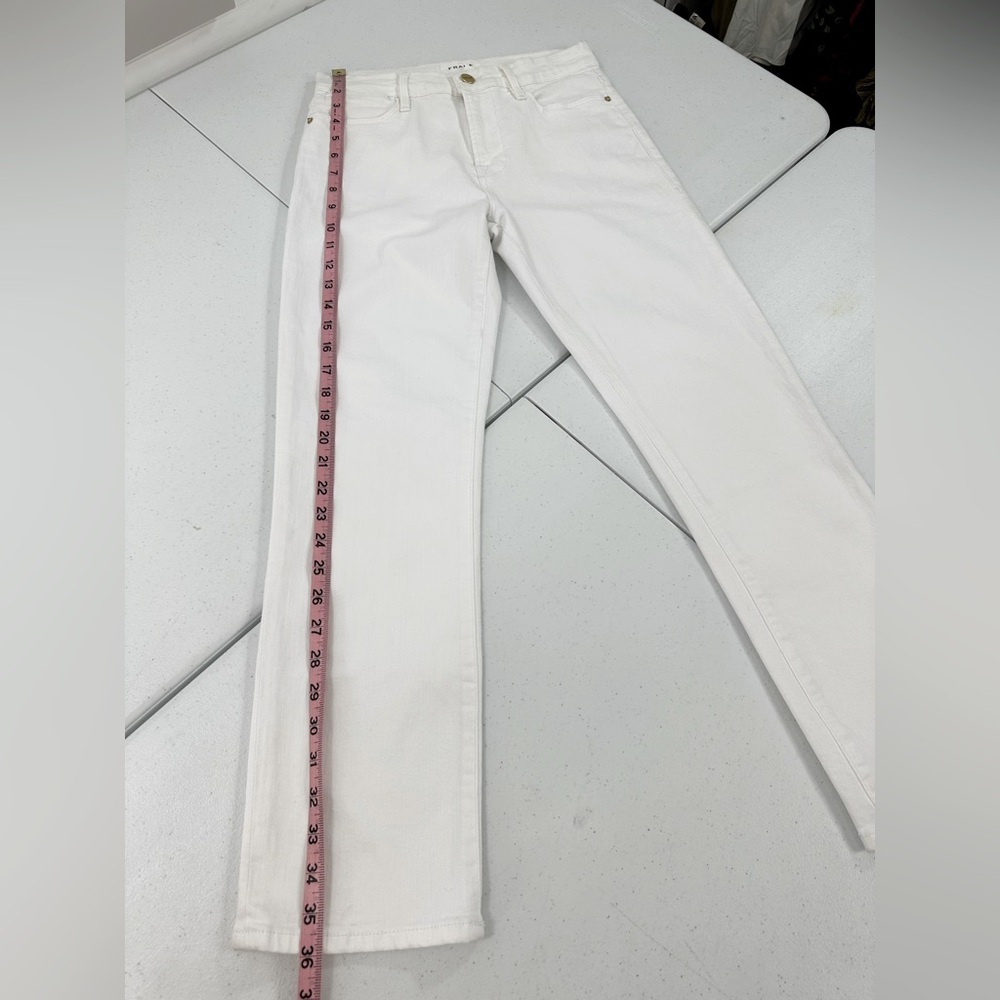 FRAME Le High Straight Blanc White Jeans Cropped Clean Minimal Resort Coastal 27 - Picture 9 of 16